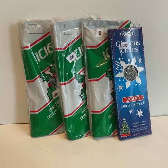 Three Vintage Icicles Christmas Tinsel 1000 Strands 18” long by FC Young - Picture 1 of 7
